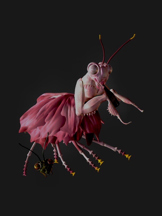 3d insect-like character drawing